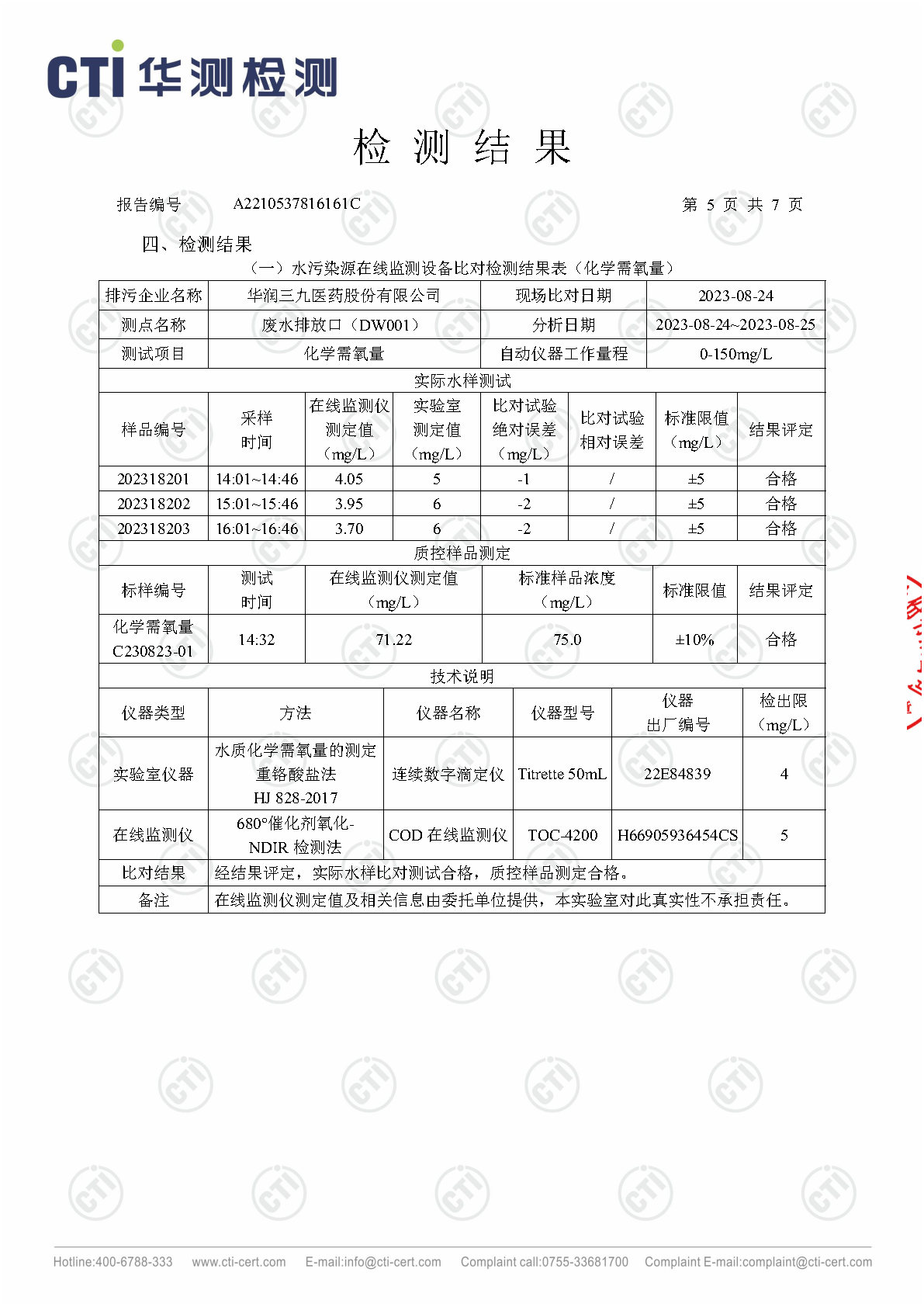 win必赢总部2023年3季度废水在线监测设备比对检测汇报_Page12
